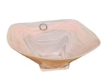 Nos Blush Alabaster Glass Polished Decorative Serving Bowl Dish By Shiraleah Hom. Fixed Price $45.00.