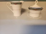 Htf Mikasa Ultima+ Hk 707 Plaza Court Blue Creamer And Covered Sugar Bowl. Fixed Price $19.99.