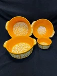 Temptations By Tara Carved Medalion Bowl Set (4) Orange/yellow. Fixed Price $45.00.