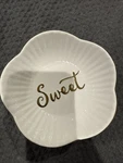 Mud Pie Sweet Gold Trim Pedestal Bowl With Spoon Ceramic Condiment/jam Dish. Fixed Price $14.00.