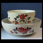 Vtg Hall Red Poppy Serving Bowl Set Of 2 Salad Pasta 9 & Sm 6 Mcm. Fixed Price $39.99.