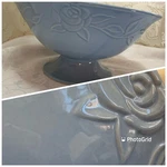 Laura Ashley Lifestyles Rosemoor Light Blue Pedestal Bowl Floral Motif. Fixed Price $19.99.