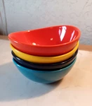 Sweese 6 Porcelain Bowls Set 4 Curved Dessert Orange Yellow Blue Teal Salad. Fixed Price $37.99.