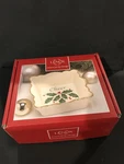Lenox Holiday Square Fluted Dish Cheer 4.25" New Nib Christmas Gold Trim. Fixed Price $15.30.