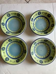Mulberry Home Collection Green Blue Floral Swirl 5/8 Pasta Soup Bowl Set Of 4. Fixed Price $44.00.