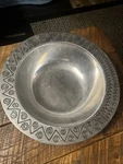 Vintage 1990 Wilton Armetale Reggae 12.5 Pewter Bowl #820015 With Platter. Fixed Price $20.50.