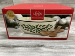 Lenox American By Design Holiday Salad Bowl With Wood Servers, Holly Berry. Fixed Price $29.99.
