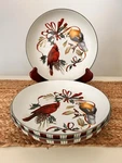 Lenox Winter Greetings Everyday Cardinals Set Of 3 Pasta Bowls 9 1/4". Fixed Price $74.99.