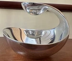 Nambe Wei Young Silver Two-tiered Scoop Chip Dip Fruit Candy Server Bowl. Fixed Price $99.00.