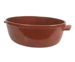 Emile Henry (france) Burgundy Flame Oval Stewpot 6.3? Qt Broke Handle No Lid. Fixed Price $35.00.