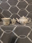 Pfaltzgraff Naturewood Three Piece Set Tea Pot ,sugar Bowl,herb Planter Vase. Fixed Price $85.00.