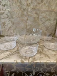 Vintage Arcoroc Clear Crystal Starburst/cut Glass Pattern Serving Bowl Set. Fixed Price $35.75.
