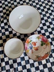 Mackenzie-childs White Flower Market Enamel Small Mixing Bowls. Fixed Price $199.99.