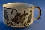 1978 Enesco Stoneware Mug Wild Life Refuge Glazed Speckled Rustic Fish In Water. Fixed Price $17.99.