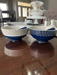 Indigo Vibes Polka Dot Dip Bowl W/spreader Knife Set Of 2 Blue White. Fixed Price $14.99.