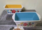 The Pioneer Woman 6 Stoneware Spring & Blooming Bouquet Mini Loaf Pans Lot Of 2. Fixed Price $9.00.