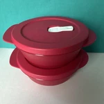 Tupperware Crystalwave Microwave 2.25 Cup Round Bowl Set Red New Of. Fixed Price $27.99.