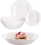 Luminarc Carine White 19 Piece Set, Tempered Glass Dinnerware. Fixed Price $135.00.