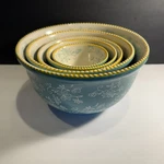 Temptations By Tara Floral Lace Blue Nesting Mixing Bowls Set 5 Ovenware. Fixed Price $99.00.