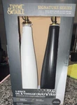 Thyme & Table Signature Series Stoneware Oil Vinegar Cruet Tray Set White Black. Fixed Price $39.00.