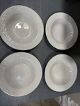 Sango Garland 8837 Embossed Scrolls Leaf Rim Soup Bowl White Set Of 4. Fixed Price $12.99.