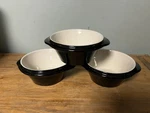 Vintage Hall 2490 Black White Baking Casserole Lug Handles Bowl Usa Set 3. Fixed Price $24.88.