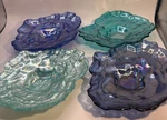 4 X Akcam Turkish Glass Oyster Shell Shaped Dessert Appetizer Plates Iridescent. Fixed Price $57.82.