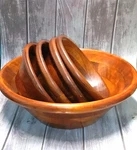Pomerantz Teak Salad & Wooden 12" Serving Set Of 5 Vtg Thailand. Fixed Price $29.99.