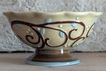 Vintage Russ Berrie & Ceramic Swirl Ice Cream Bowl Beige Brown Green Decor. Fixed Price $16.99.