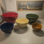 Boston Warehouse Trading Company Of 5 Heavy Stoneware Mixing Bowls. Fixed Price $55.00.