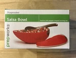 Progressive Hand Painted Chili Pepper Red Three-piece Salsa Serving Bowl Set. Fixed Price $8.99.