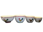 Rooster Chicken Hand Painted Mixing Bowls Set Of 4 Made China. Fixed Price $35.00.