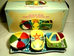 Beach Bum Condiment Serving Set Boston Warehouse Nib Tray + 3 / 8 Oz. Bowls. Fixed Price $22.99.