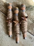 SET/3 Primitive Bowl Filler 7" Wood Spool Bobbins W/jute Rusty Bell Star Pin. Fixed Price $11.95.