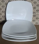 Four (4) Salt Off-white 7" Square Porcelain Salad/appetizer Plates. Fixed Price $36.00.