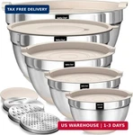 Umite Chef Mixing Bowls With Airtight Lids Set, 8PCS Stainless Steel Nesting. Fixed Price $55.77.