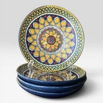 Williams Sonoma Sicily Pasta Bowls Set 4 Italian Majolica Blue 8.5. Fixed Price $54.95.