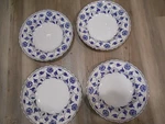 Spode Blue Colonel Platinum Trim 1/4" Flat Soup Bowls Unused 8591. Fixed Price $199.99.