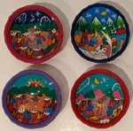 SET/4 Mexican Terra Cotta Clay Pottery Bowls, Hand Painted Salsa Dish 4.5X 1.5". Fixed Price $18.00.