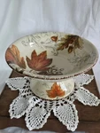Maxcera Hand Crafted Ceramic Pedestal Bowl Autumn Theme. Fixed Price $38.00.