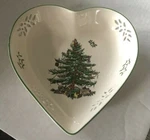 Spode Christmas Tree Heart Dish 7" Pierced New In Box!. Fixed Price $15.00.