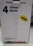 The Cellar Basics 4 Cereal Bowls White Porcelain Microwave Dishwasher Safe Round. Fixed Price $20.00.