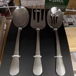 Lipper International Hammered Stainless Steel 3PC Serving Spoon Fork Set. Fixed Price $20.99.