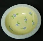 International Mesa Isabella Rim Soup Bowl Blue & Yellow Scrolls And Flowers. Fixed Price $7.49.