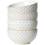 Le Tauci 26OZ Ceramic Cereal Soup Bowls Set Of 4 Embossed Stoneware Arctic White. Fixed Price $37.88.