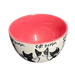 Anthropologie My Kind Of Person Cat Bowl Free Ship Stoneware Coral White. Fixed Price $29.99.