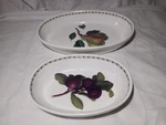 Set Of 2 Queens Hookers Fruit Vegetable Oval Serving Bowls Purple Plums & Pears. Fixed Price $34.95.