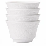 Bone China Soup Set Of 4, 27 Oz Lightweight White Embossed Bowls, 6 Inc.... Fixed Price $49.00.
