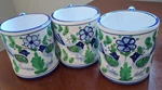 Set 3 Mugs. Taste Seller Sigma. Italy. Hand Painted. Blue Green Birds, Stoneware. Fixed Price $20.00.