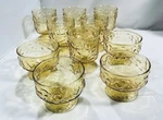 Anchor Hocking Amber Crinkle Glasses (6) And Dessert Bowls (4), Ten Piece Set. Fixed Price $25.23.